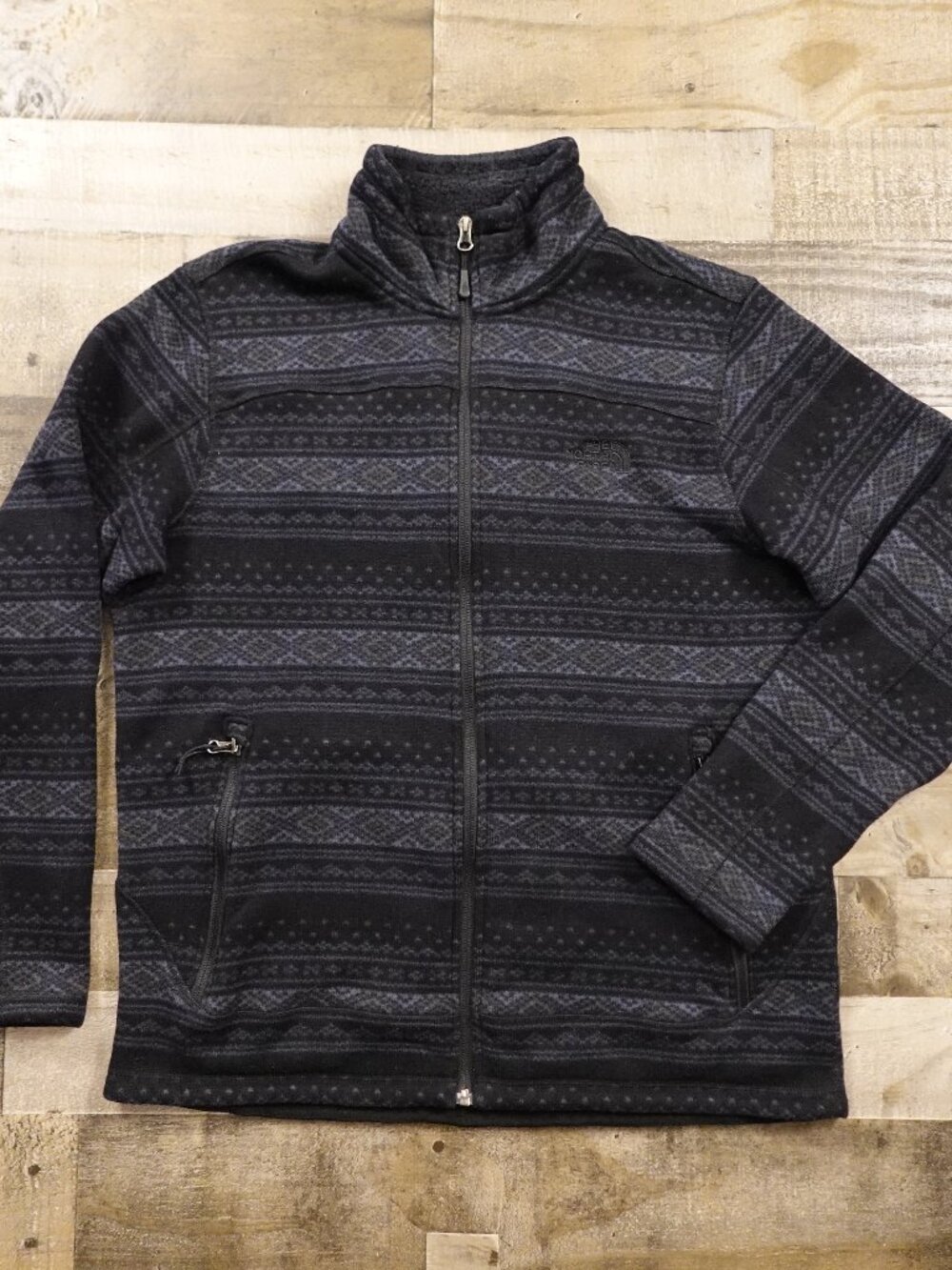 The North Face Novelty Leo Sweater Fleece Jacket Men’s XL Black Gray Full Zip